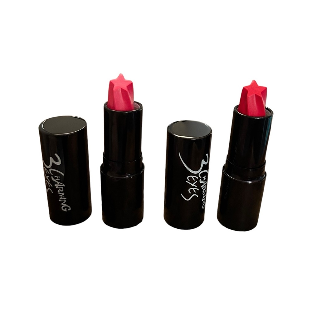 3 Charming Eyes Star Shaped Lipstick Set of 2 Pink/Red Pink K-Beauty Kawaii NWT